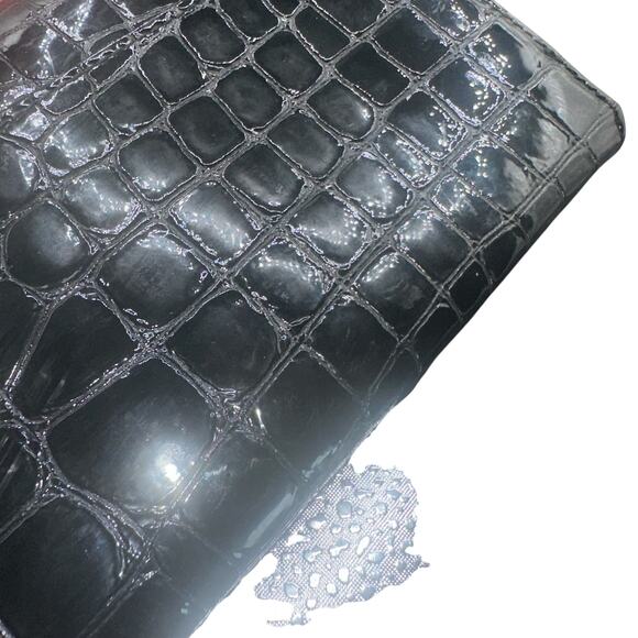 Brighton Shiny Black Croc Embossed Leather Wristlet Wallet Clutch - Picture 12 of 16